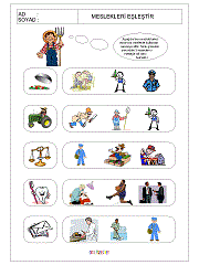 okul öncesi verilen eşyayı kullanan mesleği bul çalışma sayfaları